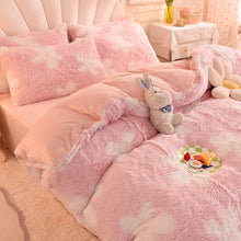 Load image into Gallery viewer, Fluffy Faux Mink &amp; Velvet Fleece Quilt Cover Set - Flower