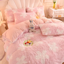 Load image into Gallery viewer, Fluffy Faux Mink &amp; Velvet Fleece Quilt Cover Set - Flower
