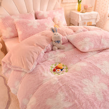 Load image into Gallery viewer, Fluffy Faux Mink &amp; Velvet Fleece Quilt Cover Set - Flower