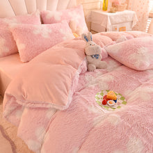 Load image into Gallery viewer, Fluffy Faux Mink &amp; Velvet Fleece Quilt Cover Set - Flower