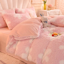 Load image into Gallery viewer, Fluffy Faux Mink &amp; Velvet Fleece Quilt Cover Set - Flower
