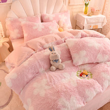 Load image into Gallery viewer, Fluffy Faux Mink &amp; Velvet Fleece Quilt Cover Set - Flower