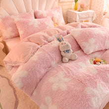 Load image into Gallery viewer, Fluffy Faux Mink &amp; Velvet Fleece Quilt Cover Set - Flower