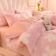 Load image into Gallery viewer, Fluffy Faux Mink &amp; Velvet Fleece Quilt Cover Set - Flower