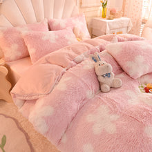 Load image into Gallery viewer, Fluffy Faux Mink &amp; Velvet Fleece Quilt Cover Set - Flower