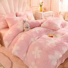 Load image into Gallery viewer, Fluffy Faux Mink &amp; Velvet Fleece Quilt Cover Set - Flower