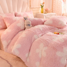Load image into Gallery viewer, Fluffy Faux Mink &amp; Velvet Fleece Quilt Cover Set - Flower