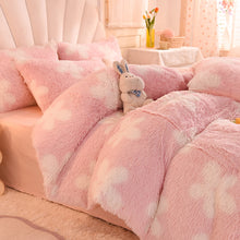 Load image into Gallery viewer, Fluffy Faux Mink &amp; Velvet Fleece Quilt Cover Set - Flower