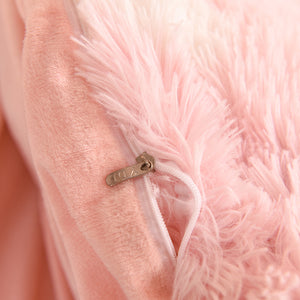 Fluffy Faux Mink & Velvet Fleece Quilt Cover Set - Flower