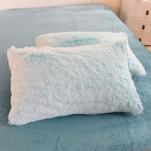 Load image into Gallery viewer, Fluffy Faux Mink &amp; Velvet Fleece Quilt Cover Set - Blue white