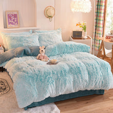 Load image into Gallery viewer, Fluffy Faux Mink &amp; Velvet Fleece Quilt Cover Set - Blue white