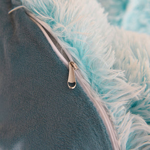 Fluffy Faux Mink & Velvet Fleece Quilt Cover Set - Blue white