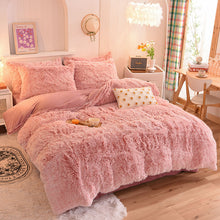 Load image into Gallery viewer, Fluffy Faux Mink &amp; Velvet Fleece Quilt Cover Set - French Pink