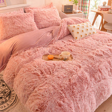 Load image into Gallery viewer, Fluffy Faux Mink &amp; Velvet Fleece Quilt Cover Set - French Pink