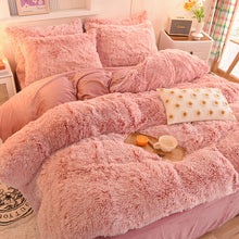 Load image into Gallery viewer, Fluffy Faux Mink &amp; Velvet Fleece Quilt Cover Set - French Pink