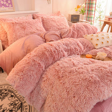 Load image into Gallery viewer, Fluffy Faux Mink &amp; Velvet Fleece Quilt Cover Set - French Pink