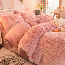 Load image into Gallery viewer, Fluffy Faux Mink &amp; Velvet Fleece Quilt Cover Set - French Pink