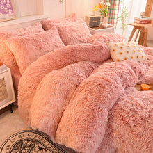 Load image into Gallery viewer, Fluffy Faux Mink &amp; Velvet Fleece Quilt Cover Set - French Pink