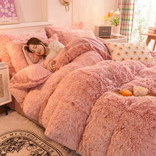 Load image into Gallery viewer, Fluffy Faux Mink &amp; Velvet Fleece Quilt Cover Set - French Pink