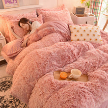 Load image into Gallery viewer, Fluffy Faux Mink &amp; Velvet Fleece Quilt Cover Set - French Pink