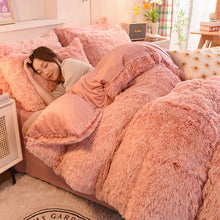Load image into Gallery viewer, Fluffy Faux Mink &amp; Velvet Fleece Quilt Cover Set - French Pink