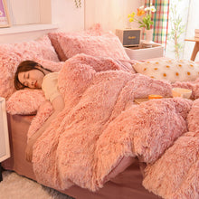 Load image into Gallery viewer, Fluffy Faux Mink &amp; Velvet Fleece Quilt Cover Set - French Pink