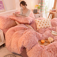 Load image into Gallery viewer, Fluffy Faux Mink &amp; Velvet Fleece Quilt Cover Set - French Pink