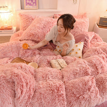 Load image into Gallery viewer, Fluffy Faux Mink &amp; Velvet Fleece Quilt Cover Set - French Pink