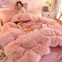 Load image into Gallery viewer, Fluffy Faux Mink &amp; Velvet Fleece Quilt Cover Set - French Pink