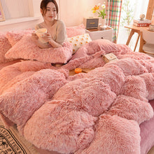 Load image into Gallery viewer, Fluffy Faux Mink &amp; Velvet Fleece Quilt Cover Set - French Pink