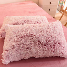 Load image into Gallery viewer, Fluffy Faux Mink &amp; Velvet Fleece Quilt Cover Set - Deep Pink White