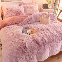Load image into Gallery viewer, Fluffy Faux Mink &amp; Velvet Fleece Quilt Cover Set - Deep Pink White