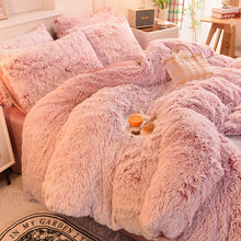 Load image into Gallery viewer, Fluffy Faux Mink &amp; Velvet Fleece Quilt Cover Set - Deep Pink White