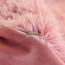 Load image into Gallery viewer, Fluffy Faux Mink &amp; Velvet Fleece Quilt Cover Set - Deep Pink White