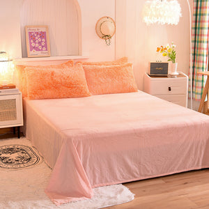 Fluffy Faux Mink & Velvet Fleece Quilt Cover Set - Orange white