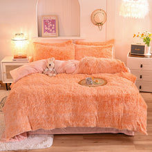 Load image into Gallery viewer, Fluffy Faux Mink &amp; Velvet Fleece Quilt Cover Set - Orange white
