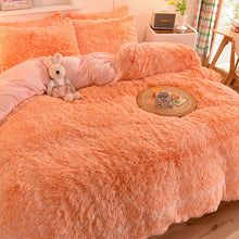 Load image into Gallery viewer, Fluffy Faux Mink &amp; Velvet Fleece Quilt Cover Set - Orange white
