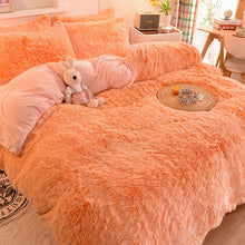 Load image into Gallery viewer, Fluffy Faux Mink &amp; Velvet Fleece Quilt Cover Set - Orange white