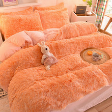 Load image into Gallery viewer, Fluffy Faux Mink &amp; Velvet Fleece Quilt Cover Set - Orange white