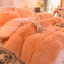 Load image into Gallery viewer, Fluffy Faux Mink &amp; Velvet Fleece Quilt Cover Set - Orange white