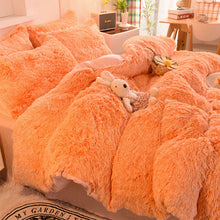 Load image into Gallery viewer, Fluffy Faux Mink &amp; Velvet Fleece Quilt Cover Set - Orange white