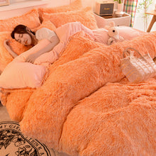 Load image into Gallery viewer, Fluffy Faux Mink &amp; Velvet Fleece Quilt Cover Set - Orange white