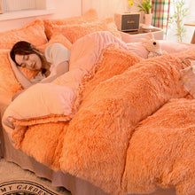 Load image into Gallery viewer, Fluffy Faux Mink &amp; Velvet Fleece Quilt Cover Set - Orange white
