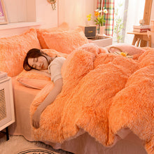 Load image into Gallery viewer, Fluffy Faux Mink &amp; Velvet Fleece Quilt Cover Set - Orange white