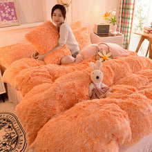 Load image into Gallery viewer, Fluffy Faux Mink &amp; Velvet Fleece Quilt Cover Set - Orange white