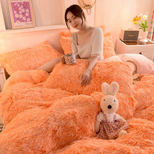 Load image into Gallery viewer, Fluffy Faux Mink &amp; Velvet Fleece Quilt Cover Set - Orange white