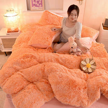 Load image into Gallery viewer, Fluffy Faux Mink &amp; Velvet Fleece Quilt Cover Set - Orange white