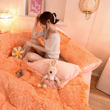 Load image into Gallery viewer, Fluffy Faux Mink &amp; Velvet Fleece Quilt Cover Set - Orange white