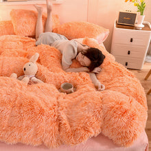 Load image into Gallery viewer, Fluffy Faux Mink &amp; Velvet Fleece Quilt Cover Set - Orange white
