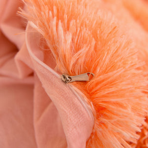 Fluffy Faux Mink & Velvet Fleece Quilt Cover Set - Orange white